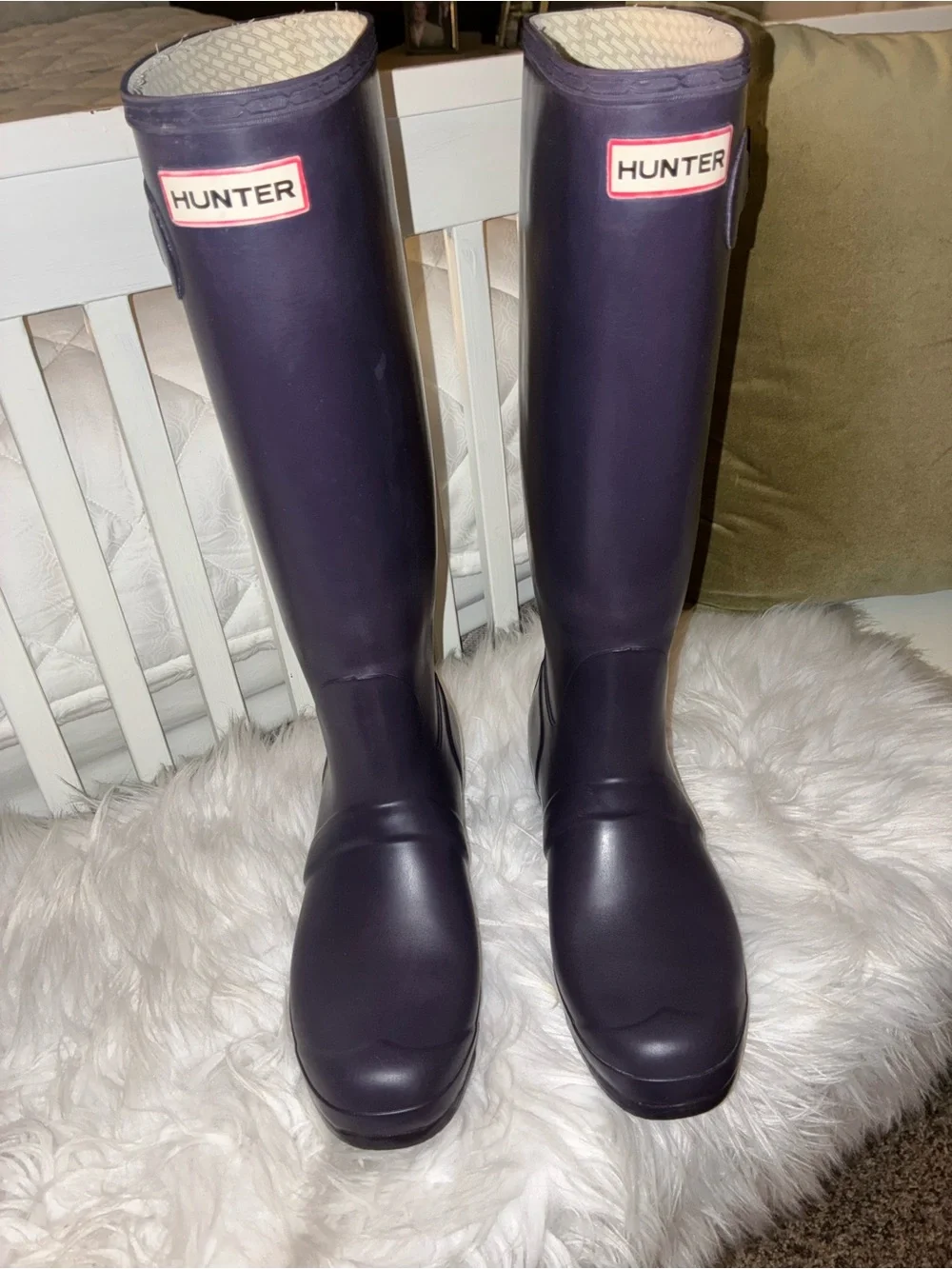 Original Hunter Tall Rubber Boots in Deep Purple Sz 8